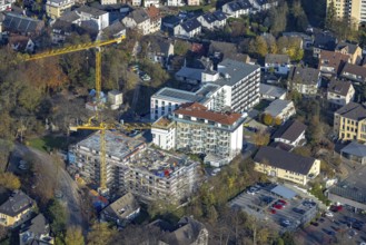 Aerial view, construction site old people's home GVS Herdecke in Herdecke, Ruhr area, North