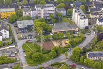 Aerial view, Nacken playground and supermarket Herdecke, Herdecke, Ruhr area, North
