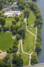 Aerial view, outdoor swimming pool Herdecke and Park an der Ruhr, Herdecke, Ruhr area, North