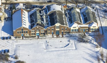 Aerial view, Flottmann-Hallen cultural centre, Herne-Süd, Herne, Ruhr area, North Rhine-Westphalia,