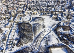 Aerial view, Flottmannpark in winter, Herne-Süd, Herne, Ruhr area, North Rhine-Westphalia, Germany,