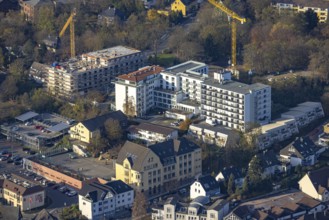Aerial view, construction site old people's home GVS Herdecke in Herdecke, Ruhr area, North