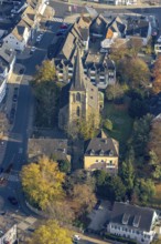 Aerial view, St. Philippus and Jakobus Church in Herdecke, Ruhr area, North Rhine-Westphalia,