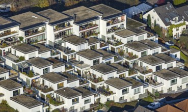 Aerial view, terraced houses, housing estate Auf der Heide in the district Westende in Herdecke,