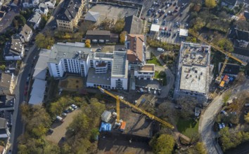 Aerial view, construction site old people's home GVS Herdecke in Herdecke, Ruhr area, North