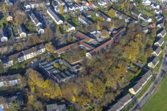 Aerial view, demolition work of the former primary school in the village and the former Albert