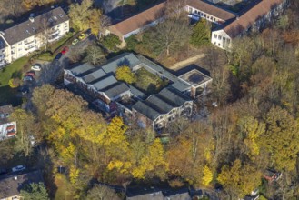 Aerial view, demolition work of the former primary school in the village and the former Albert