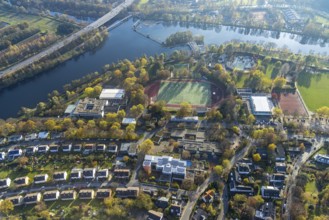 Aerial view, Friedrich-Harkort-Schule with sports ground Am Bleichstein, Werner Richard Schule with