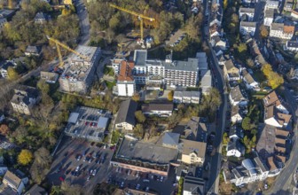 Aerial view, construction site old people's home GVS Herdecke in Herdecke, Ruhr area, North