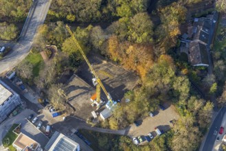 Aerial view, construction site old people's home GVS Herdecke in Herdecke, Ruhr area, North