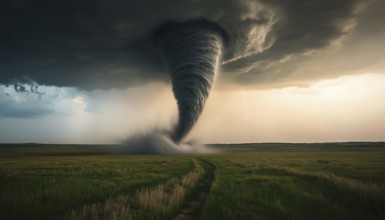 Tornado On A White Transformed Into A Fierce Storm Encapsulated Against A Backdrop Of Pure White