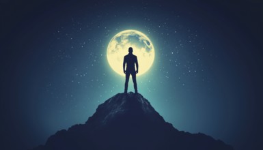 Successful Businessman Conquers Mountain Summit: Competition, Leadership, And Global Success. Man