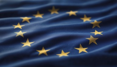 Iconic European Union Logo: Flag Of The Eu Featuring Circular Stars. Symbol Of Unity And Progress