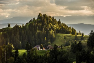 Panorama, View from Lüderenalp, Sunset, Emmental, Canton Bern, Switzerland