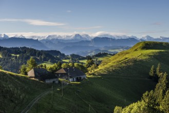 Panorama, snow-covered mountains, Bernese Oberland, view from Lüderenalp, Emmental, Canton of Bern,