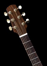 Detail of a acoustic guitar in black back