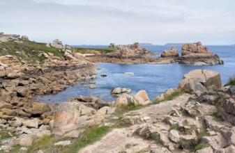 Waterside scenery around Perros-Guirec at the Pink Granite Coast in Brittany, France