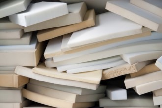 Lots of various stacked foam mats