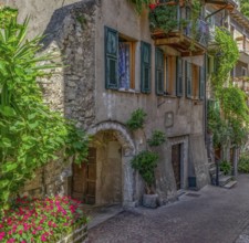 Sunny scenery at Limone sul Garda, a town and comune located at the Lake Garda in Northern Italy