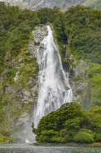 Waterfall around Milford Sound at the South Island of New Zealand