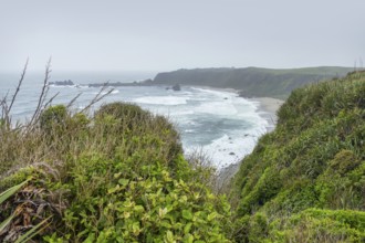 Stormy coastal scenery at Cape Foulwind in New Zealand