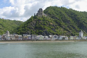 Scenery around Goarshausen with Castle Katz at the Middle Rhine in Germany