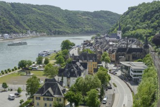 High angle scenery around St. Goar at the Middle Rhine in Germany
