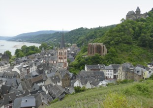 High angle scenery around Bacharach at the Middle Rhine in Germany
