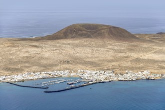 Aerial view of Graciosa Island in the Canary Islands of Spain
