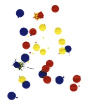 Colored paint splatters in white back