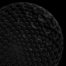 Mesh wire rendering of a golf ball sphere in black back