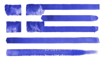 Watercolor illustration of the Greece flag