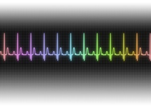 A multicolored electrocardiography illustration in gradient screen background