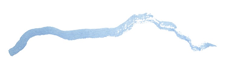 Curvy blue watercolor brush stroke in white back