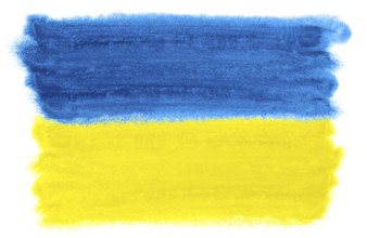 Watercolor illustration of the Ukraine flag