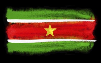 Watercolor illustration of the Suriname flag