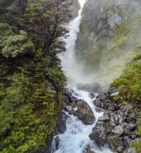 The Devils Punchbowl Falls at the South Island in New Zealand