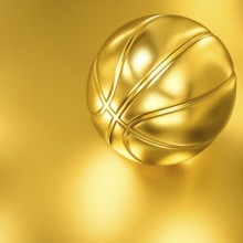 AI generated image showing a golden basketball ball in golden ambiance
