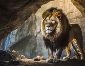 Visualization of the proverb The lion's den, standing for a dangerous or threatening place or