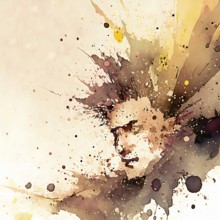 Individuality and identity theme showing a nearly abstract male human face in brown toned vibrant