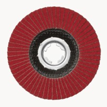 Frontal shot of a grinding wheel in white back