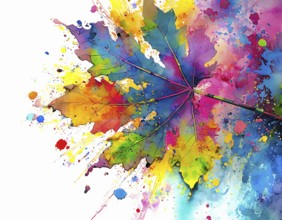 Theme showing in multicolored vibrant splashy ambiance. AI generated image with lots of paint