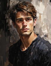 AI generated image showing the portrait of a painted young man