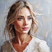 AI generated image showing the portrait of a painted young woman