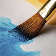 AI generated closeup image showing a brush tip while painting