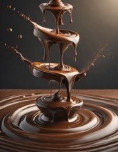 AI generated image showing liquid flowing chocolate
