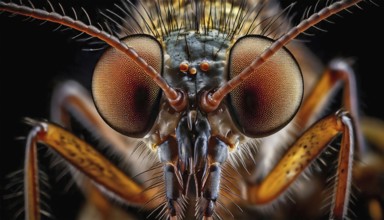 AI generated image showing the extreme closeup portrait of a fly