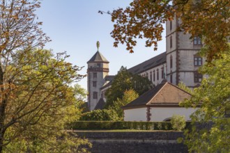 Idyllic scenery around the Marienberg Fortress near Wuerzburg in Franconia, a bavarian area in