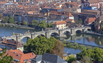 Aerial view of Wuerzburg, a franconian city in Bavaria, Germany