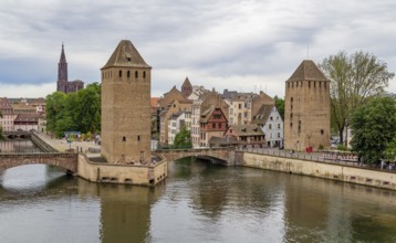 Waterside scenery around Ponts Couverts in Strasbourg, a city at the Alsace region in France